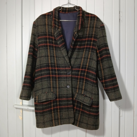 Vintage Jackets & Blazers - Plaid wool/mohair blend blazer